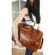 Leather travel crossbody bag Chasha cognac leather weekender sport bag