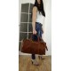 Leather travel crossbody bag Chasha cognac leather weekender sport bag