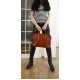 Cognac leather laptop business messenger briefcase crossbody bag