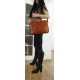 Cognac leather laptop business messenger briefcase crossbody bag