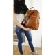 Leather backpack school bag tan leather travel bag Davina