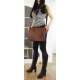 Brown leather messenger crossbody bag