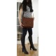 Brown leather messenger crossbody bag