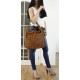 Tan leather tote bag distressed leather handbag purse Miranda