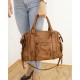 Acker Distressed Cognac Leather Handbag