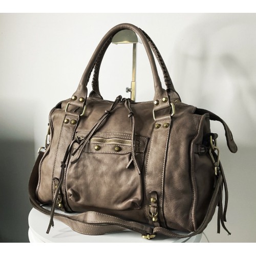 Acker Vintage Taupe Leather Handbag