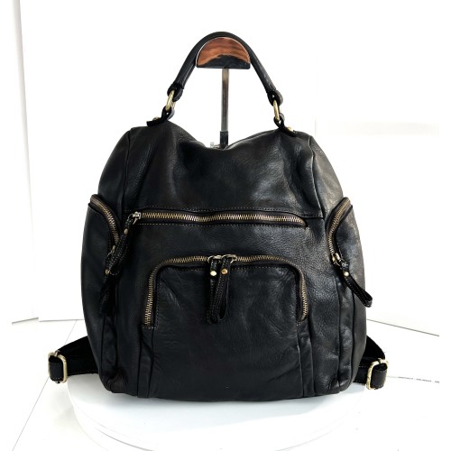 Leather Backpack Aim in Black for Bold Fashion