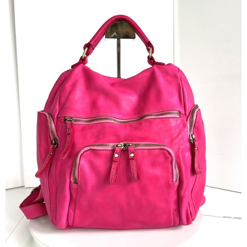 Aim Leather Backpack in Fuchsia for Fun Elegance