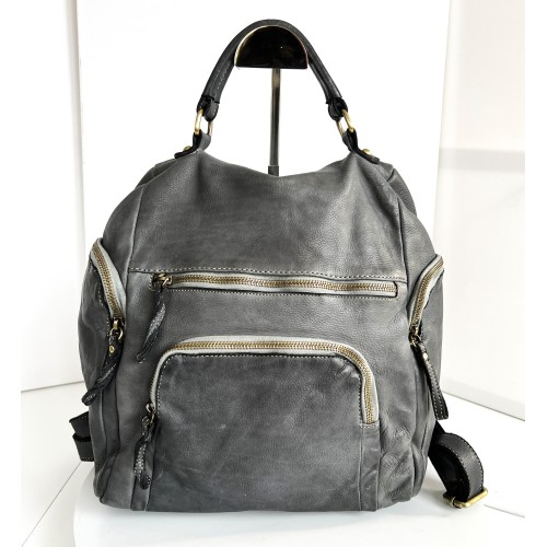 Aim Grey Leather Backpack for Sleek Fashion