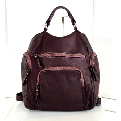 Red-Wine Leather Backpack Aim for Timeless Beauty