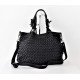 Leather tote bag Elow small black woven leather bag