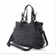 Leather tote bag Elow small black woven leather bag