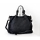 Elow Black Woven Leather Tote Bag