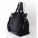 Elow Black Woven Leather Tote Bag