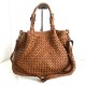 Elow Stylish Cognac Woven Leather Tote Bag