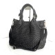 Elow Black Woven Leather Tote Bag