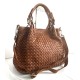 Elow Stylish Cognac Woven Leather Tote Bag