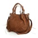 Elow Stylish Cognac Woven Leather Tote Bag