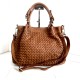 Elow Stylish Cognac Woven Leather Tote Bag