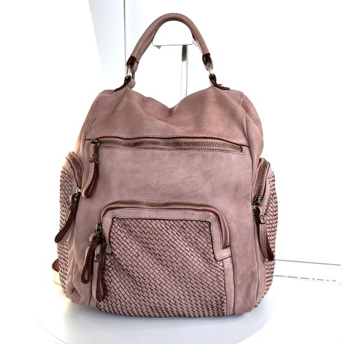 Vintage Baby-Pink Leather Backpack Jerry