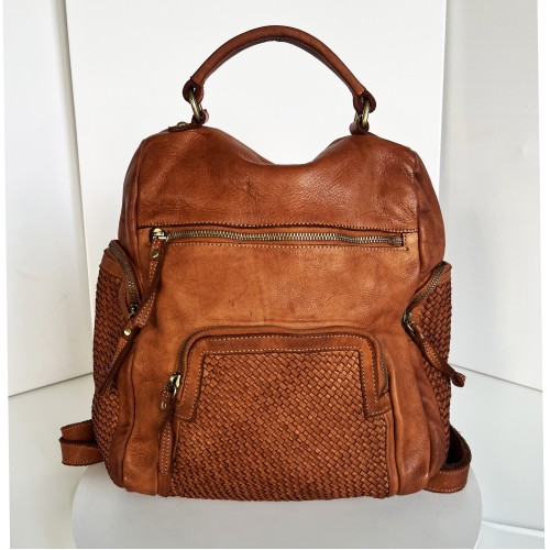 Vintage Cognac Leather Backpack Jerry