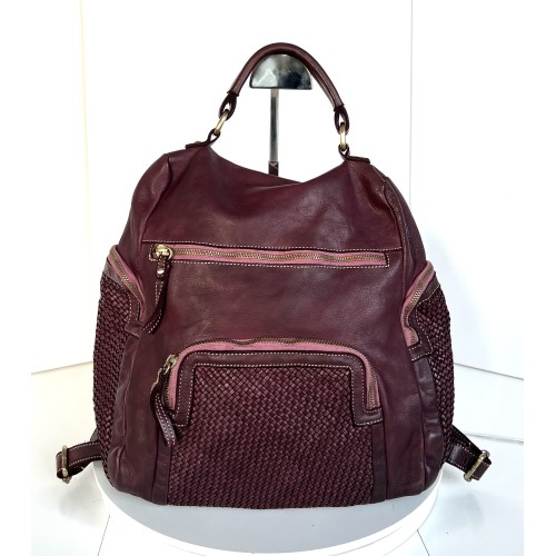 Aged Red-Wine Leather Backpack Jerry