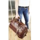 Leather travel crossbody bag Klein Brown leather weekender sport bag