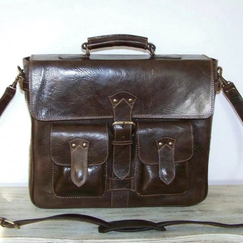 leather briefcase Maor handcrafted messenger bag