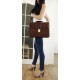 Brown leather laptop business messenger briefcase Raphael