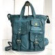 Teal Blue Soft Leather Backpack Tote Stella